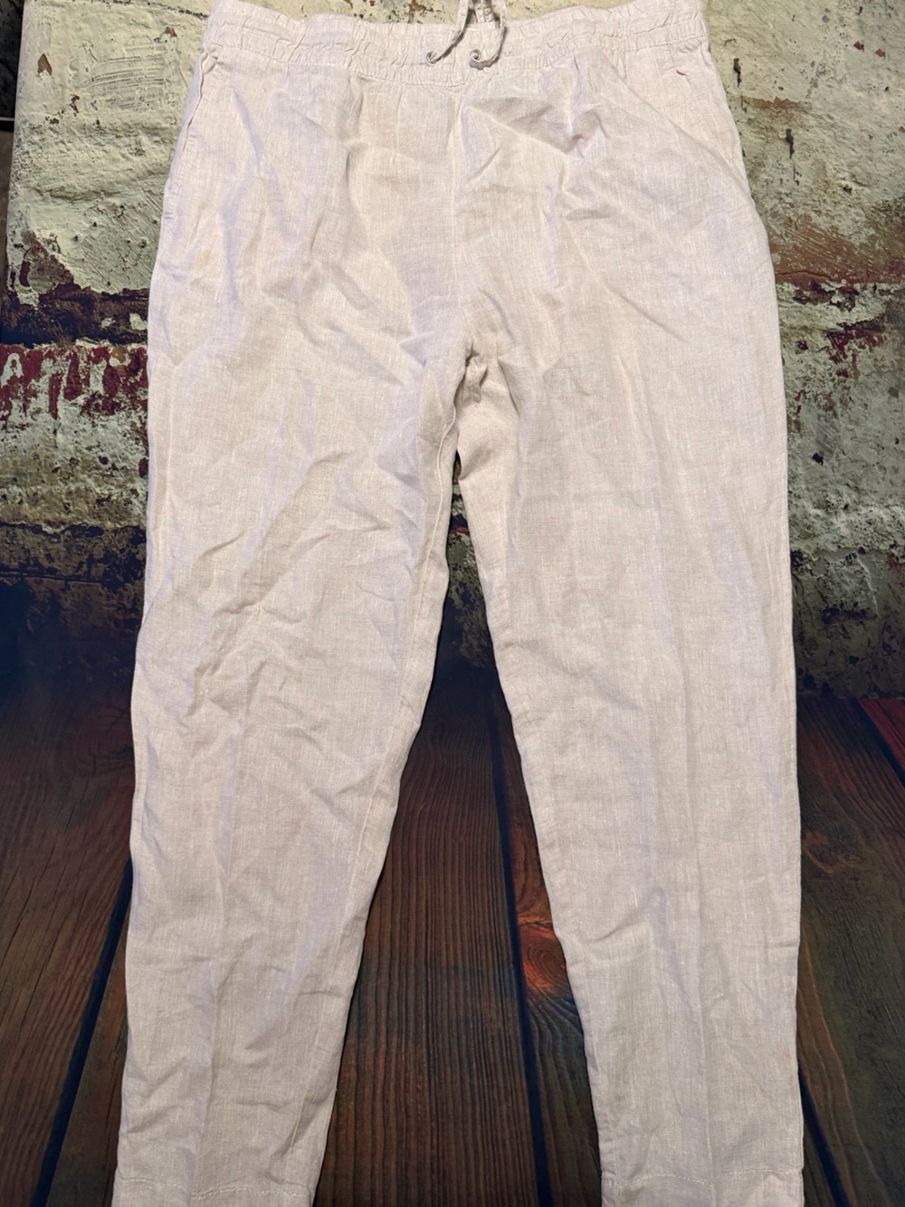 H&M Women’s Light Beige 100% Linen Chinos